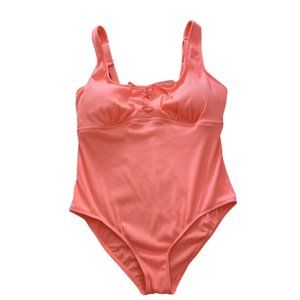 PLUS SIZE CORAL FRONT LACE UP ONE PIECE SWIMSUIT